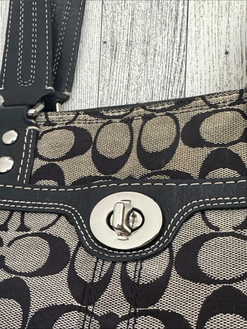 Coach Hampton Signature Turnlock Tote